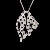 2.01 ctw Diamond and 18K White Gold Panther Necklace