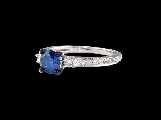 Effy Blue and White Diamond and 14K White Gold Ring