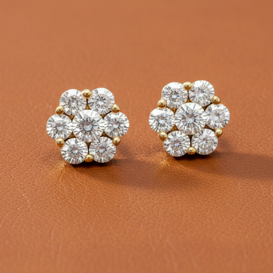 Maya Lianna .75 ctw Diamond and 14K Yellow Gold Cluster Earrings