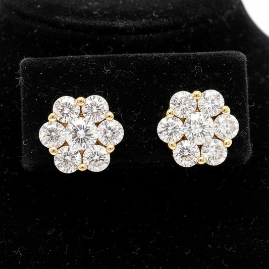 Maya Lianna .75 ctw Diamond and 14K Yellow Gold Cluster Earrings