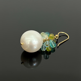 South Sea Pearl Semi Precious Dangle 14K Yellow Earrings