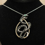 Effy Espresso and Black Diamond, Emerald and 14K White Gold Snake Necklace