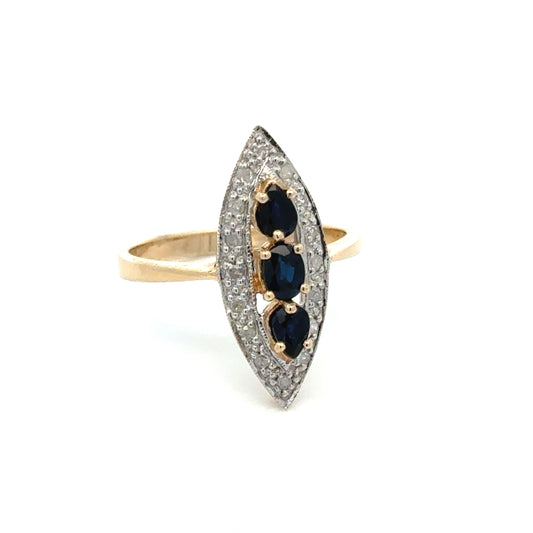 Vintage Sapphire & Diamond 14K Yellow & White Gold Ring