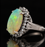Estate Fine 4.60ct. Opal & Diamond Platinum Ring