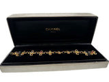 Estate - Designer Chanel Elegant Garnet, Amethyst, Peridot 18K Yellow Gold Knot Motif Links Bracelet 15306