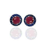 Art Deco Reproduction Aristocrat 1.79 cttw Ruby and 1.42 cttw Sapphire Earrings 13545