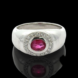 Fine Ruby and Diamond Platinum Ring