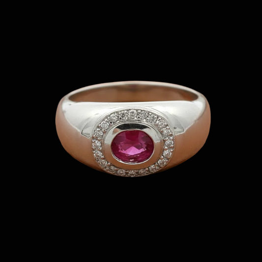 Fine Ruby and Diamond Platinum Ring