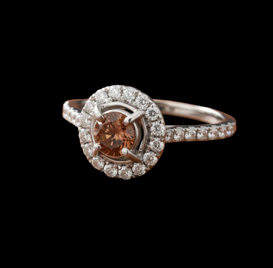 Maya Lianna .59 cttw Diamond Ring Natural Fancy Orange Center 14884