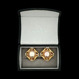 California Estate Mabe Pearl Diamond Yellow Gold Earrings 14580