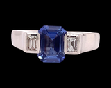 Estate Fine Ceylon 1.77 ct Sapphire .15 cttw Diamond Platinum Ring 10599