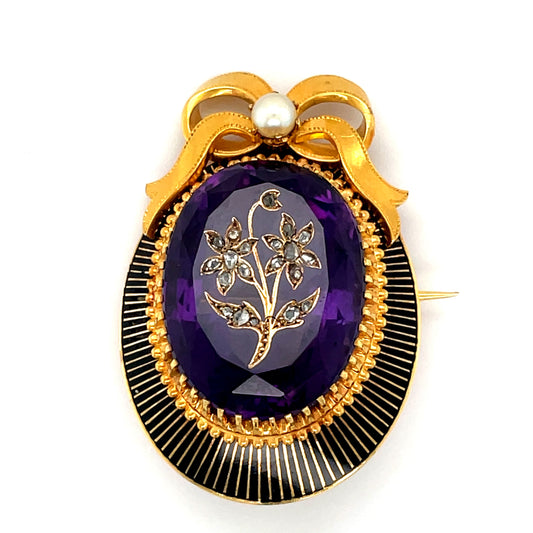 Estate Amethyst & Diamond Circa 1890 Pendant/Brooch 12609