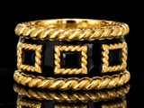 Estate David Webb Wide Black Enamel 18kt Yellow Gold Bangle
