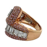 Estate Italian Designer Ambrosi 3.50 cttw Diamond & 1.50 cttw Natural Fancy Pink 18K Rose Gold Bypass Ring 15031