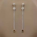 Maya Lianna 1.12 cttw Diamond and Natural Fancy Orange Diamond Dangle Earrings 14890