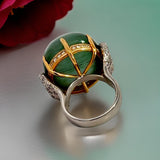 Estate Custom Made "Design Award Winner" 61.48 ct Cats Eye Tourmaline & Diamond Platinum / 18K Yellow Gold Ring 15071