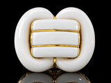 Estate David Webb White Enamel 18K Yellow Gold Bold Ring