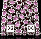 Estate Designer William Levine 115cttw Pink Sapphire, 7cttw Ruby and Diamond 18Kt White Gold Bracelet