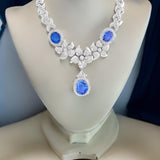 Estate 22.89 cttw No Heat Sapphire (GIA) 3.73 cttw Diamond Platinum Necklace 15034