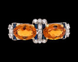 Estate Art Deco Citrine Sapphire and Diamond Pendant Brooch