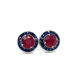 Art Deco Reproduction Aristocrat 1.79 cttw Ruby and 1.42 cttw Sapphire Earrings 13545