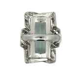 Estate Aquamarine and Diamond Platinum Ring