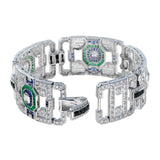 New Aristocrat Collection Inspired By Cartiers Charles Jacqueau Diamond Emerald Sapphire Onyx White Gold Bracelet 15090