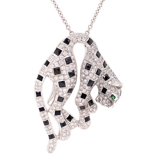 18K White Gold 2.00 cttw Diamond Panther Pendant With Chain 10380