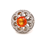 Zydo 5.10 ct Orange Sapphire and Diamond 18K White Gold Cocktail Ring