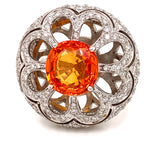 Zydo 5.10 ct Orange Sapphire and Diamond 18K White Gold Cocktail Ring