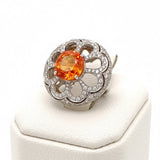 Zydo 5.10 ct Orange Sapphire and Diamond 18K White Gold Ring