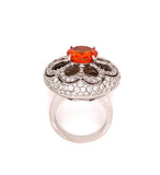 Zydo 5.10 ct Orange Sapphire and Diamond 18K White Gold Ring