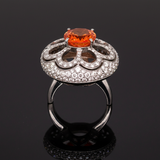 Zydo 5.10 ct Orange Sapphire and Diamond 18K White Gold Ring