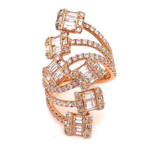 Fashionista 3.80 cttw Diamond 18K Rose Gold Ring 05282