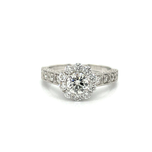 Clyde Duneier Diamond and 14K White Gold Flower Engagement Ring