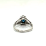 Vintage .80 ct Sapphire and Diamond Platinum Halo Ring 10339