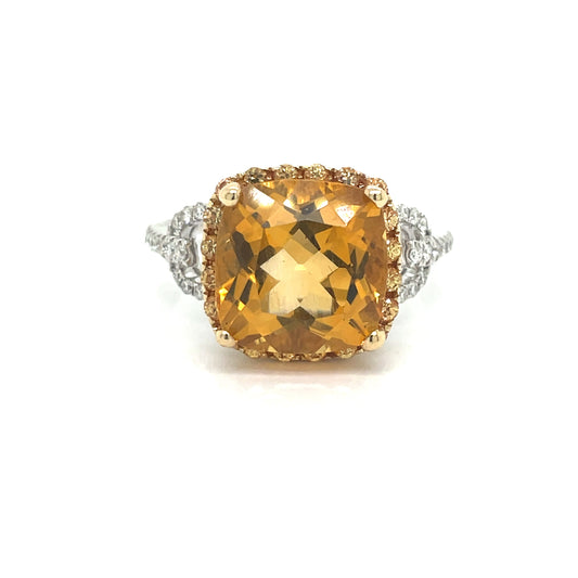 Halo Style 3.65 ct Citrine and Diamond Ring 01157