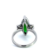 Estate 18 x 6 mm Jade Diamond Platinum Ring 14199