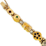 Estate Designer Kurt Guttman Multi Color Gemstone Diamond Slide Bracelet 14K Yellow Gold 14254