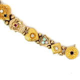 Estate Designer Kurt Guttman Multi Color Gemstone Diamond Slide Bracelet 14K Yellow Gold 14254