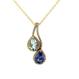 E.H. Collection 2.10 cttw Tanzanite and Aquamarine Diamond Pendant 11240