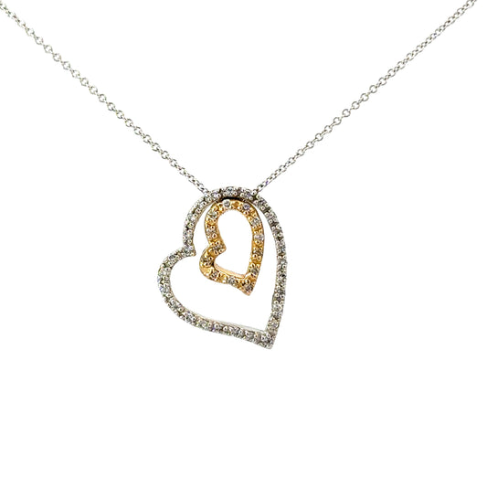 Effy White and Yellow Diamond 14K White and Yellow Gold Heart Necklace