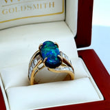 Estate Fine 5.10 ct Black Opal Diamond 18K Yellow Gold Ring 14617