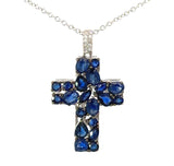 E.H. Collection 2.94 cttw Sapphire & Diamond Cross Pendant With Chain 14422