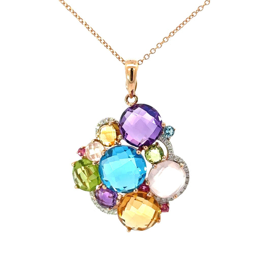 E.H. Collection 12.00cttw Multi Stone Pendant With Chain 14384