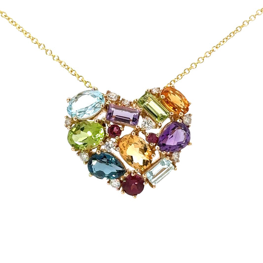 E.H. Collection 6.95cttw Multi Stone & Diamond Pendant With Chain 14385