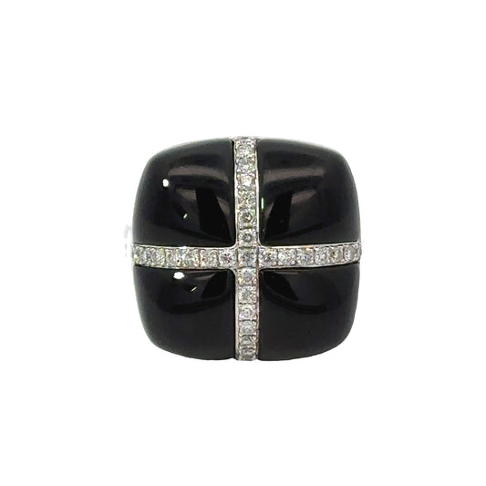 E.H. Collection 10.80ct Onyx & Diamond Ring 14390