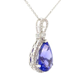 E.H. Collection 6.18 ct Tanzanite & Diamond Halo Pendant With Chain 14419