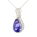 E.H. Collection 6.18 ct Tanzanite & Diamond Halo Pendant With Chain 14419