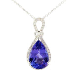 E.H. Collection 6.18 ct Tanzanite & Diamond Halo Pendant With Chain 14419